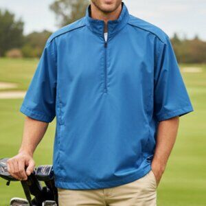 Nike Golf Men's Large Pullover Blue Performance Windbreaker 1/2 Zip Short Sleeve